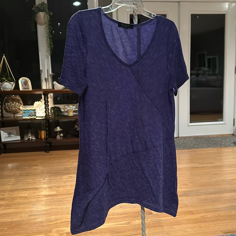 Purple v neck bias cut long top